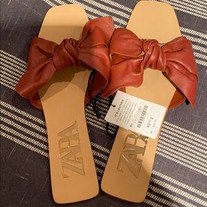 Zara bow flat sandals
